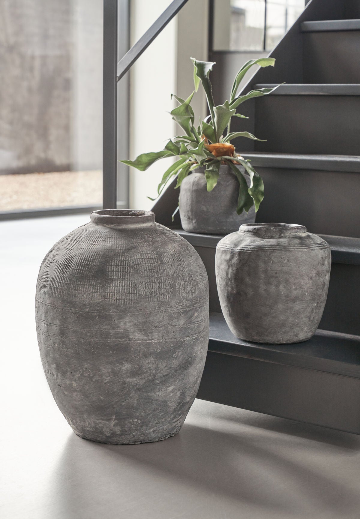 Betono spalvos akmens masės vaza Rustik XL 3 Betono spalvos akmens masės vaza Rustik XL 3