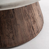 Rudos spalvos apvalus valgomojo stalas su marmuro stalviršiu Skorup 4