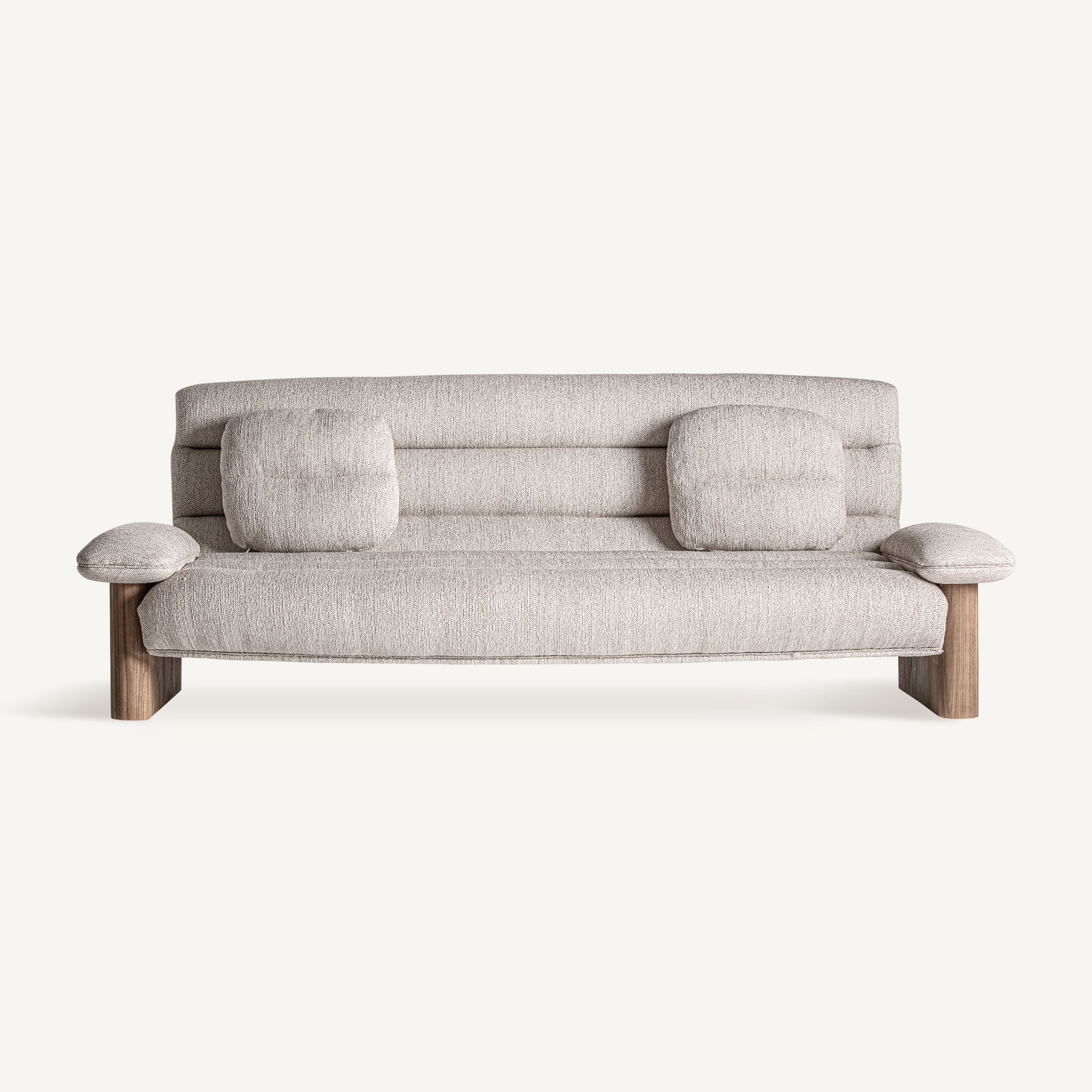 Rudos ąžuolo medienos ir smėlio spalvos modernaus dizaino sofa Jacquard Long 1