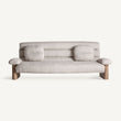 Rudos ąžuolo medienos ir smėlio spalvos modernaus dizaino sofa Jacquard Long 1