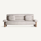 Rudos ąžuolo medienos ir smėlio spalvos modernaus dizaino sofa Jacquard Long 1