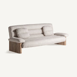 Rudos ąžuolo medienos ir smėlio spalvos modernaus dizaino sofa Jacquard Long 2