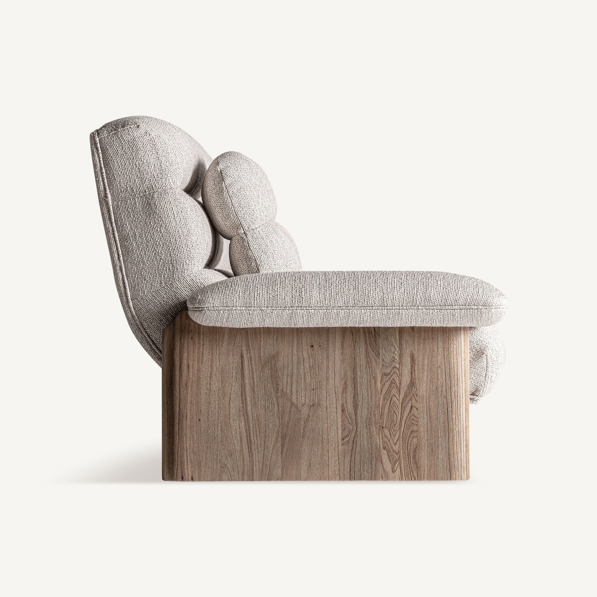 Rudos ąžuolo medienos ir smėlio spalvos modernaus dizaino sofa Jacquard Long 3