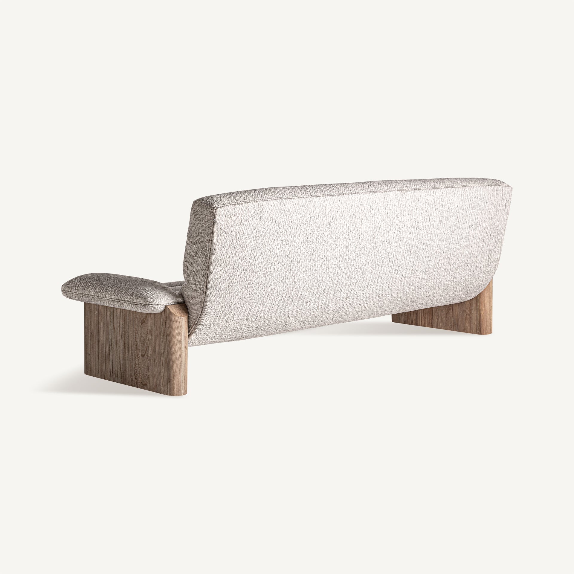 Rudos ąžuolo medienos ir smėlio spalvos modernaus dizaino sofa Jacquard Long 4